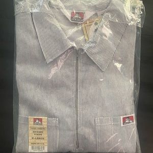 Mens Half Zip Hickory Stripe Long Sleeve Workwear Ben Davis Shirt XL NWT